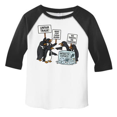 Penguins Protest Against Tariffs Funny Penguin Tariff Toddler Fine Jersey T-Shirt