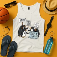 Penguins Protest Against Tariffs Funny Penguin Tariff Tank Top