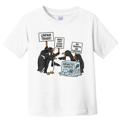 Penguins Protest Against Tariffs Funny Penguin Tariff Toddler T-Shirt