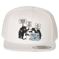 Penguins Protest Against Tariffs Funny Penguin Tariff Wool Snapback Cap