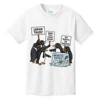 Penguins Protest Against Tariffs Funny Penguin Tariff Kids T-Shirt