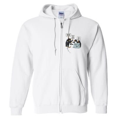 Penguins Protest Against Tariffs Funny Penguin Tariff Full Zip Hoodie