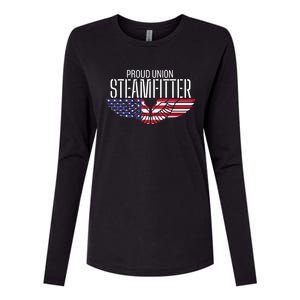 Patriotic Proud American Pro Trade Union Steamfitter Gift Womens Cotton Relaxed Long Sleeve T-Shirt