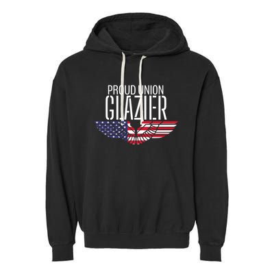 Patriotic Proud American Pro Trade Union Window Glazier Gift Garment-Dyed Fleece Hoodie