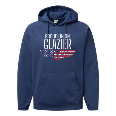 Patriotic Proud American Pro Trade Union Window Glazier Gift Performance Fleece Hoodie