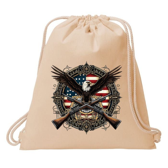 Proud Patriot American Flag Bald Eagle Usa Pride Product Drawstring Bag