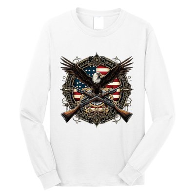 Proud Patriot American Flag Bald Eagle Usa Pride Product Long Sleeve Shirt