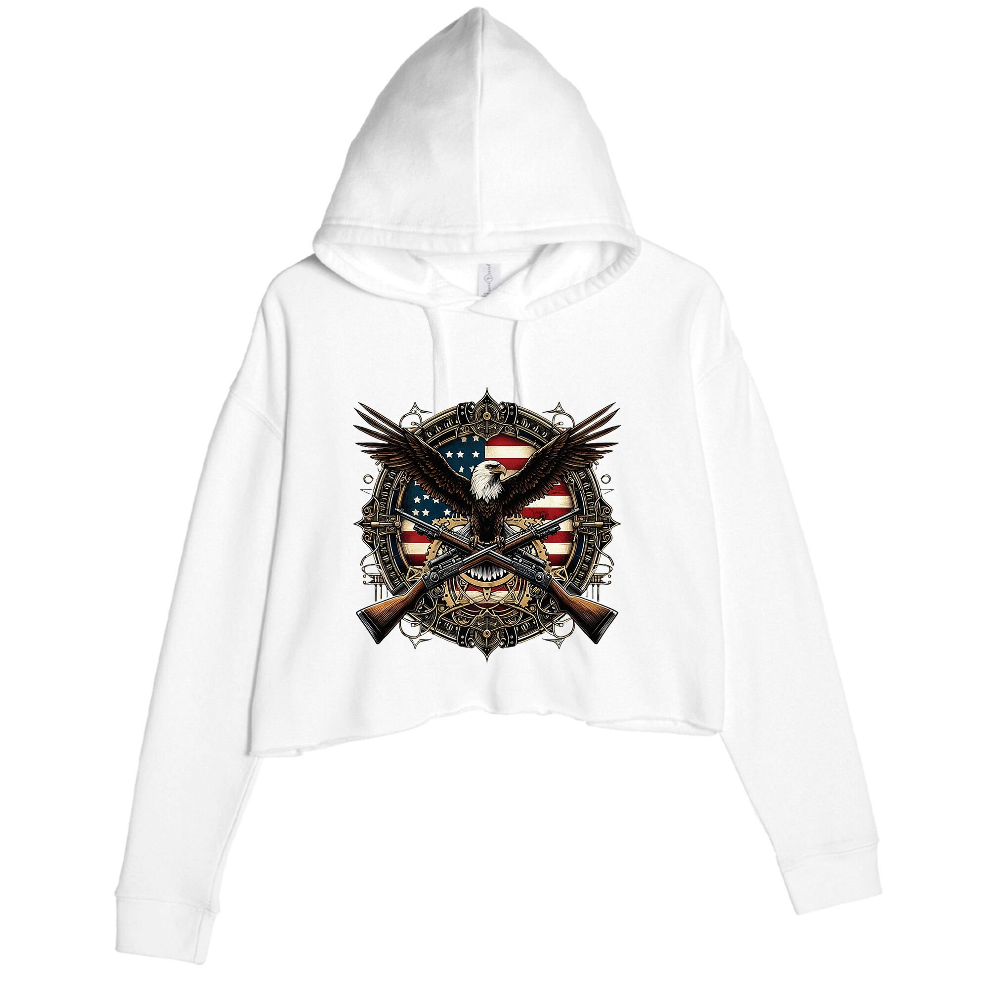 Proud Patriot American Flag Bald Eagle Usa Pride Product Crop Fleece Hoodie