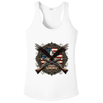Proud Patriot American Flag Bald Eagle Usa Pride Product Ladies PosiCharge Competitor Racerback Tank