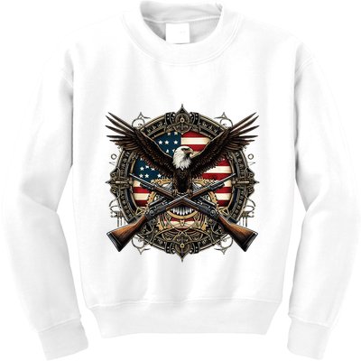 Proud Patriot American Flag Bald Eagle Usa Pride Product Kids Sweatshirt