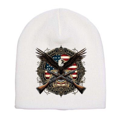 Proud Patriot American Flag Bald Eagle Usa Pride Product Short Acrylic Beanie