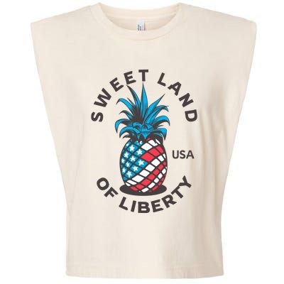 Patriotic Pineapple American Flag Sweet Land Of Liberty Usa Gift Garment-Dyed Women's Muscle Tee