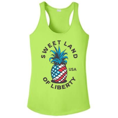 Patriotic Pineapple American Flag Sweet Land Of Liberty Usa Gift Ladies PosiCharge Competitor Racerback Tank