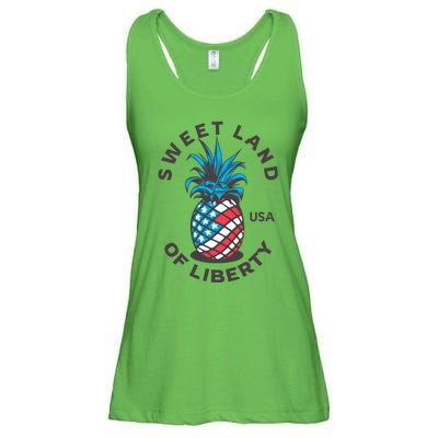 Patriotic Pineapple American Flag Sweet Land Of Liberty Usa Gift Ladies Essential Flowy Tank