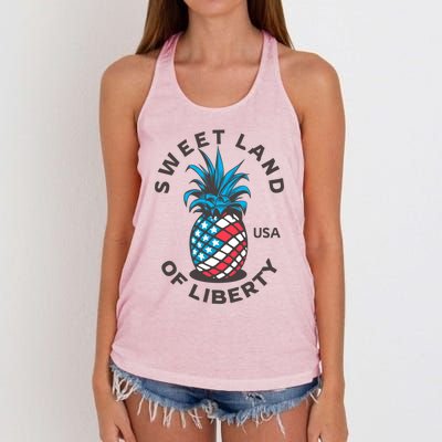 Patriotic Pineapple American Flag Sweet Land Of Liberty Usa Gift Women's Knotted Racerback Tank