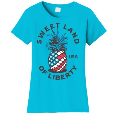 Patriotic Pineapple American Flag Sweet Land Of Liberty Usa Gift Women's T-Shirt