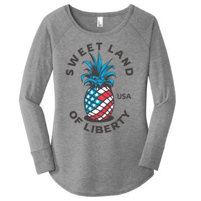 Patriotic Pineapple American Flag Sweet Land Of Liberty Usa Gift Women's Perfect Tri Tunic Long Sleeve Shirt