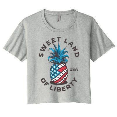 Patriotic Pineapple American Flag Sweet Land Of Liberty Usa Gift Women's Crop Top Tee