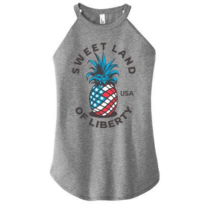 Patriotic Pineapple American Flag Sweet Land Of Liberty Usa Gift Women's Perfect Tri Rocker Tank