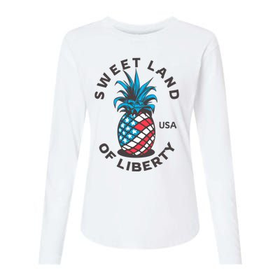 Patriotic Pineapple American Flag Sweet Land Of Liberty Usa Gift Womens Cotton Relaxed Long Sleeve T-Shirt