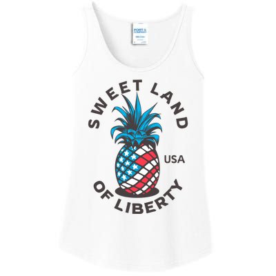 Patriotic Pineapple American Flag Sweet Land Of Liberty Usa Gift Ladies Essential Tank