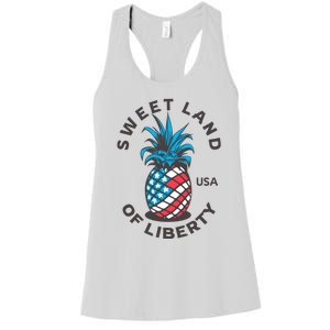 Patriotic Pineapple American Flag Sweet Land Of Liberty Usa Gift Women's Racerback Tank