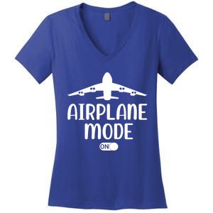 Passenger Plane Airport Pilot Plane Airplane Mode On Gift Women's V-Neck T-Shirt