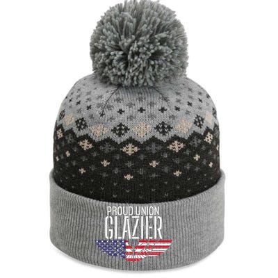 Patriotic Proud American Pro Trade Union Window Glazier Funny Gift The Baniff Cuffed Pom Beanie