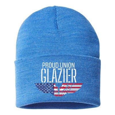 Patriotic Proud American Pro Trade Union Window Glazier Funny Gift Sustainable Knit Beanie