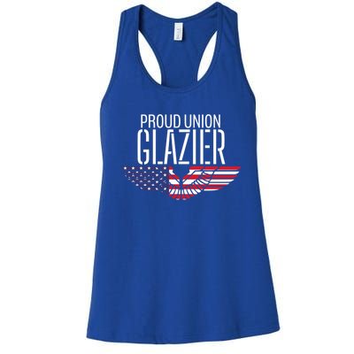 Patriotic Proud American Pro Trade Union Window Glazier Funny Gift Women's Racerback Tank