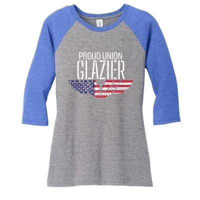 Patriotic Proud American Pro Trade Union Window Glazier Funny Gift Women's Tri-Blend 3/4-Sleeve Raglan Shirt