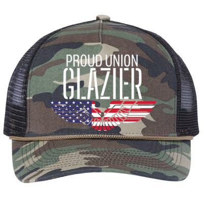 Patriotic Proud American Pro Trade Union Window Glazier Funny Gift Retro Rope Trucker Hat Cap