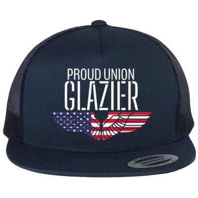 Patriotic Proud American Pro Trade Union Window Glazier Funny Gift Flat Bill Trucker Hat