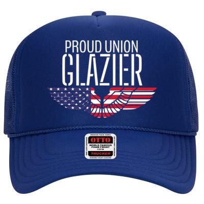 Patriotic Proud American Pro Trade Union Window Glazier Funny Gift High Crown Mesh Back Trucker Hat