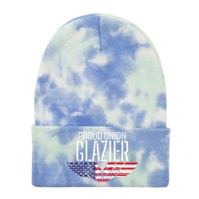 Patriotic Proud American Pro Trade Union Window Glazier Funny Gift Tie Dye 12in Knit Beanie