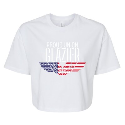 Patriotic Proud American Pro Trade Union Window Glazier Funny Gift Bella+Canvas Jersey Crop Tee