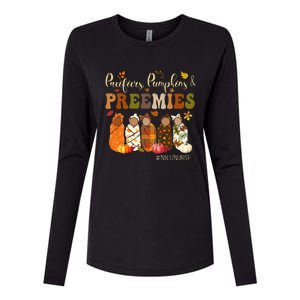 Pacifiers Pumpkins And Preemies Fall Autumn Nicu Nurse Womens Cotton Relaxed Long Sleeve T-Shirt