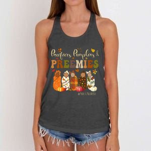 Pacifiers Pumpkins And Preemies Fall Autumn Nicu Nurse Women's Knotted Racerback Tank