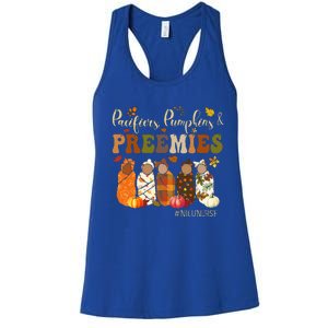 Pacifiers Pumpkins And Preemies Fall Autumn Nicu Nurse Women's Racerback Tank