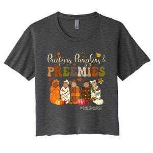 Pacifiers Pumpkins And Preemies Fall Autumn Nicu Nurse Women's Crop Top Tee