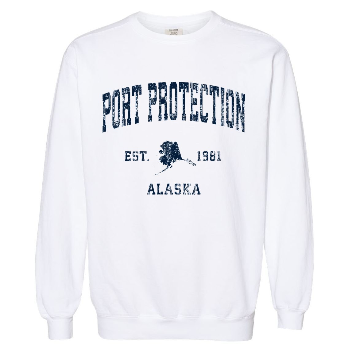 Port Protection Alaska Ak Vintage Athletic Sports Desig Garment-Dyed Sweatshirt