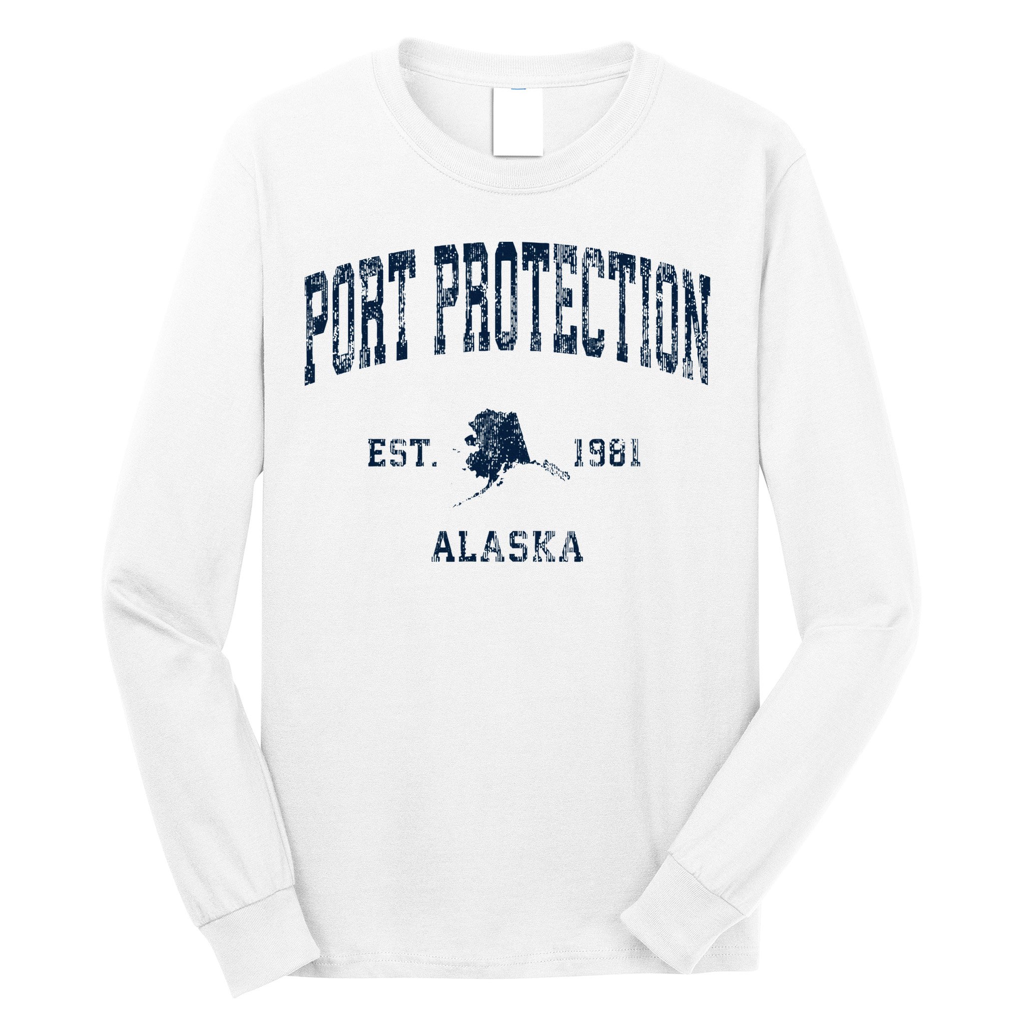 Port Protection Alaska Ak Vintage Athletic Sports Desig Long Sleeve Shirt