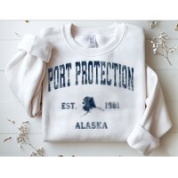 Port Protection Alaska Ak Vintage Athletic Sports Desig Sweatshirt