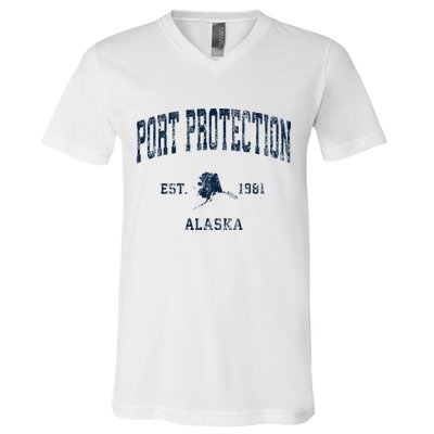 Port Protection Alaska Ak Vintage Athletic Sports Desig V-Neck T-Shirt