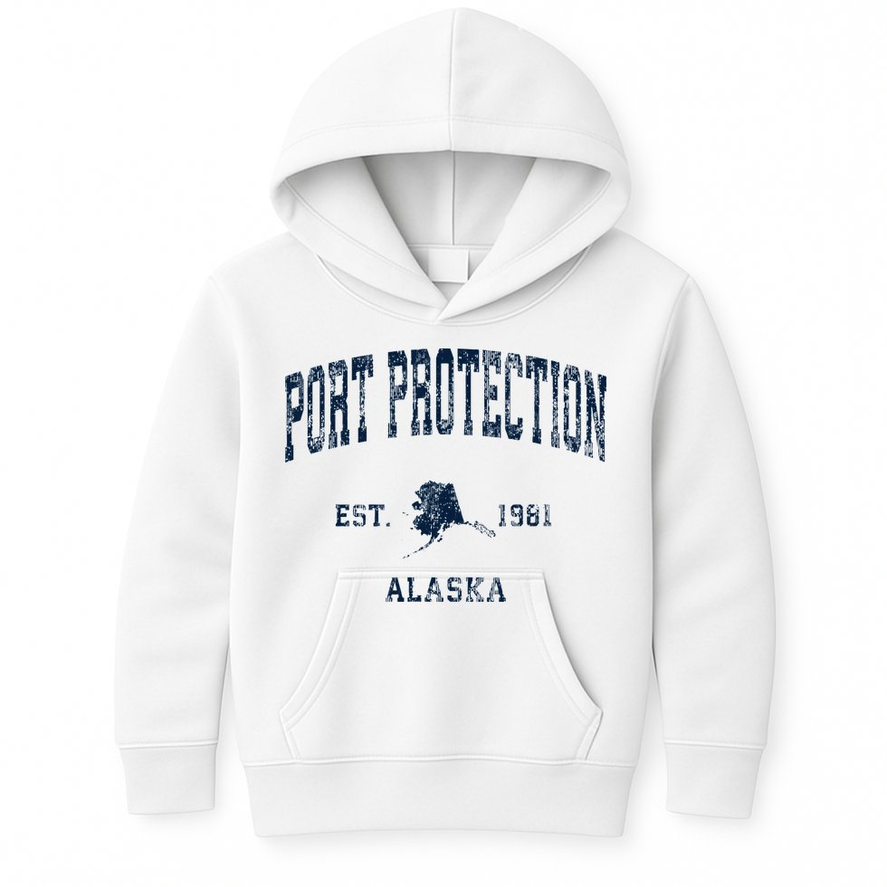 Port Protection Alaska Ak Vintage Athletic Sports Desig Kids Hoodie