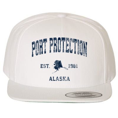 Port Protection Alaska Ak Vintage Athletic Sports Desig Wool Snapback Cap
