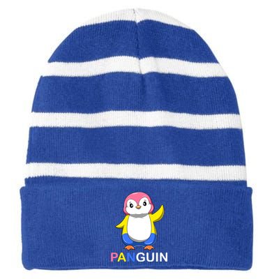 Pansexual Penguin A Colorful Pansexual Panguin Gift Striped Beanie with Solid Band