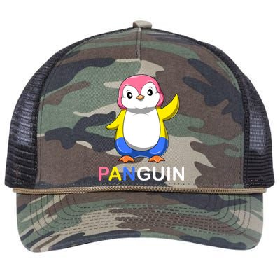 Pansexual Penguin A Colorful Pansexual Panguin Gift Retro Rope Trucker Hat Cap