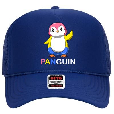 Pansexual Penguin A Colorful Pansexual Panguin Gift High Crown Mesh Back Trucker Hat