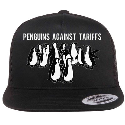 Penguins Protest Against Tariffs Funny Penguins Tariff Flat Bill Trucker Hat